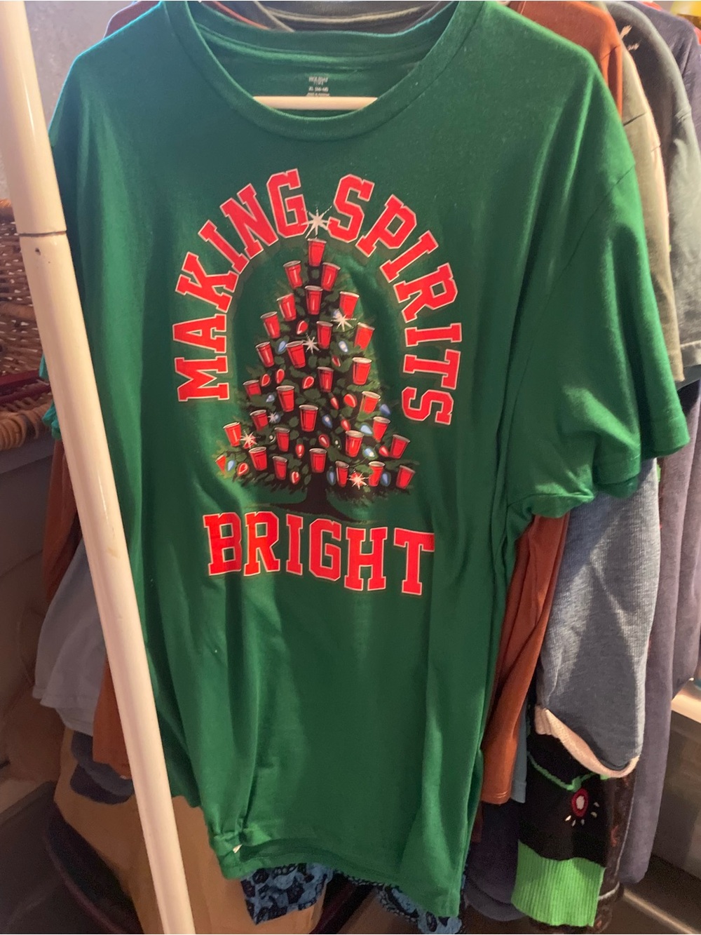 Holiday Time Green Tee with Red Holiday Graphic